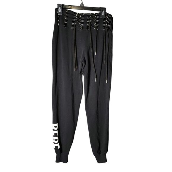 Black Lace-Up Women's Pants - Picture 2 of 8